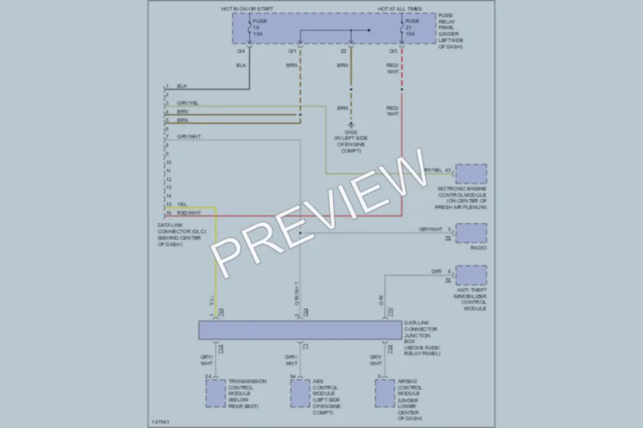 2001 Volkswagen Cabrio Computer Data Lines wiring diagram preview