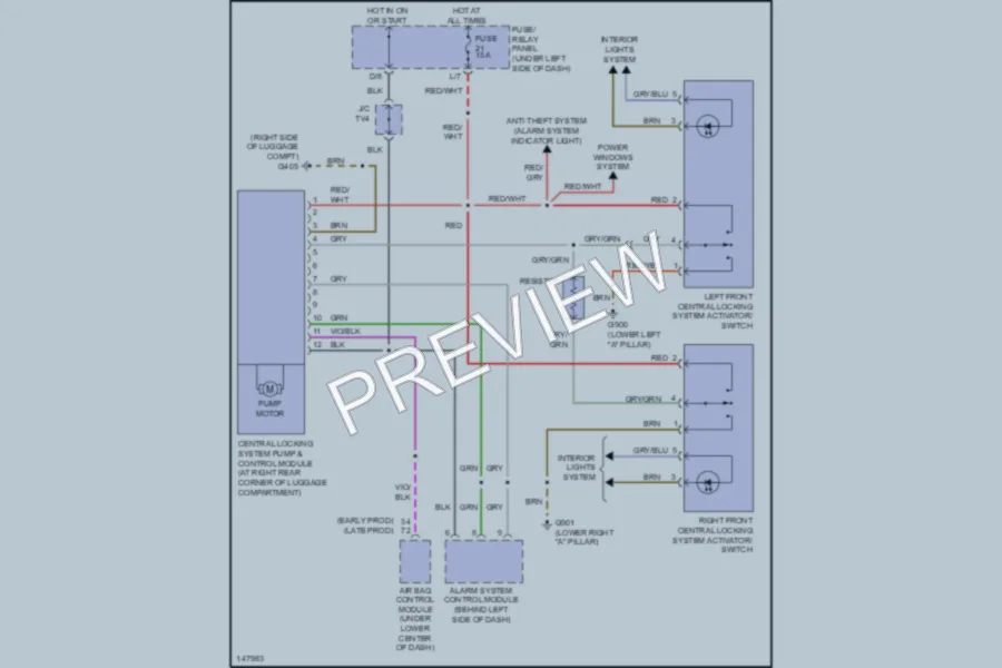 2001 Volkswagen Cabrio Power Door Locks wiring diagram preview