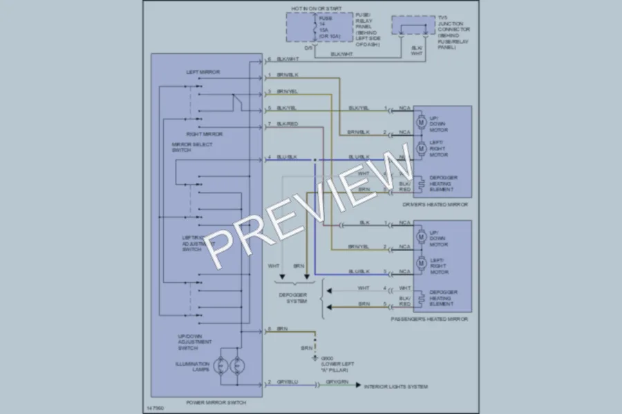 2001 Volkswagen Cabrio Power Mirrors wiring diagram preview