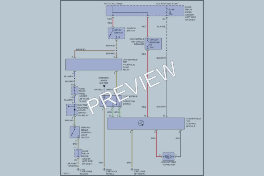 2001 Volkswagen Cabrio Power Top Sunroof wiring diagram preview