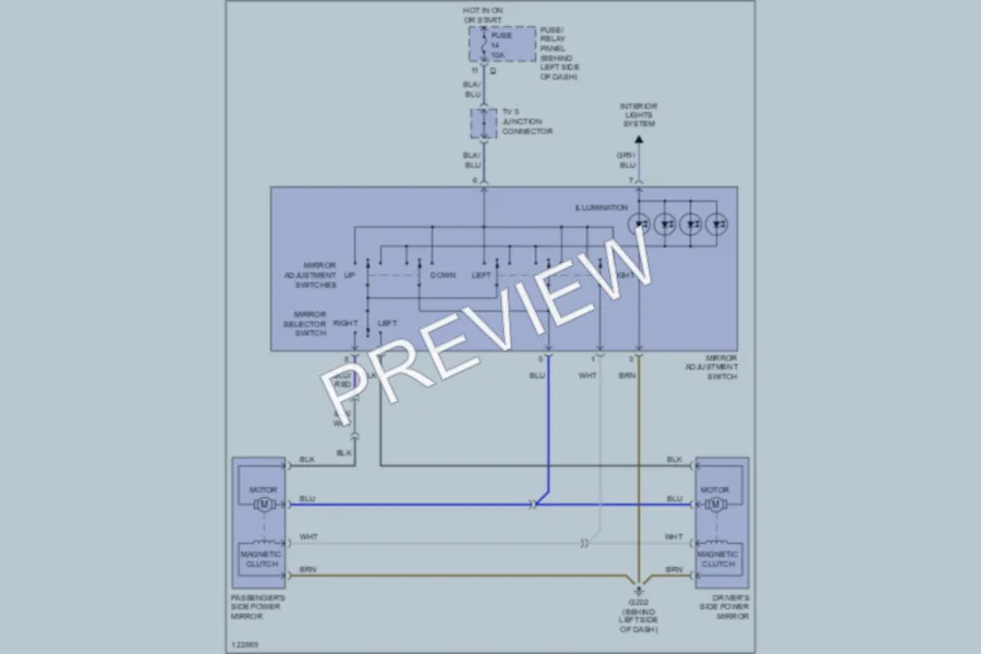 2001 Volkswagen EuroVan Power Mirrors wiring diagram preview