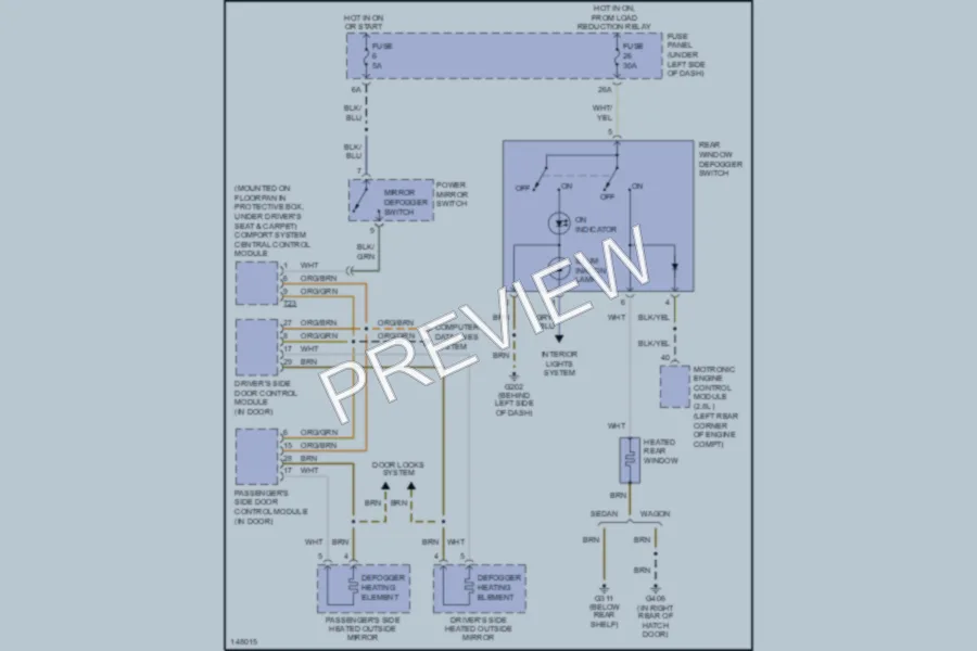 2001 Volkswagen Passat Defoggers wiring diagram preview
