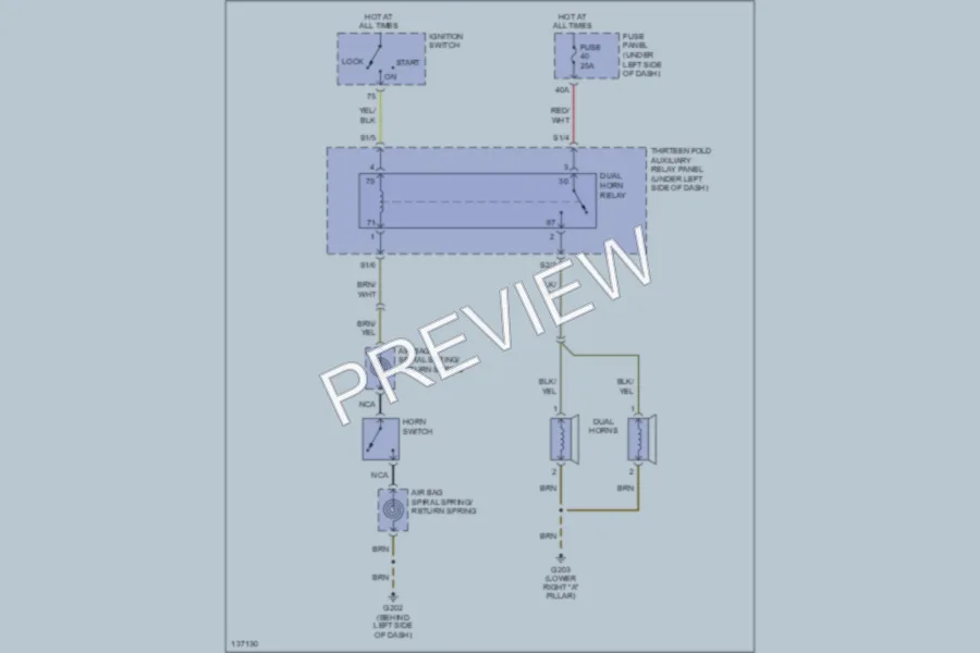 2001 Volkswagen Passat Horn wiring diagram preview