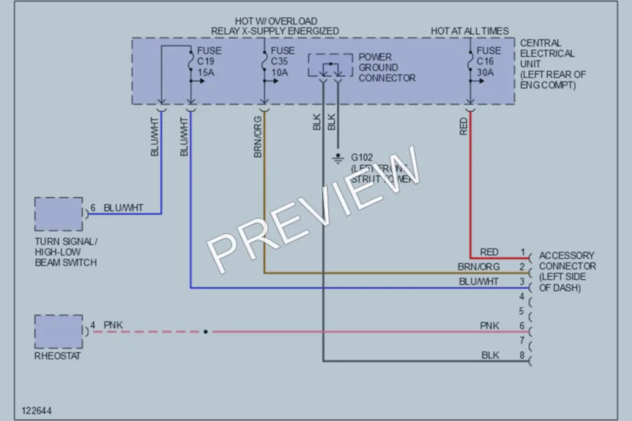 2001 Volvo C70 Power Distribution wiring diagram preview