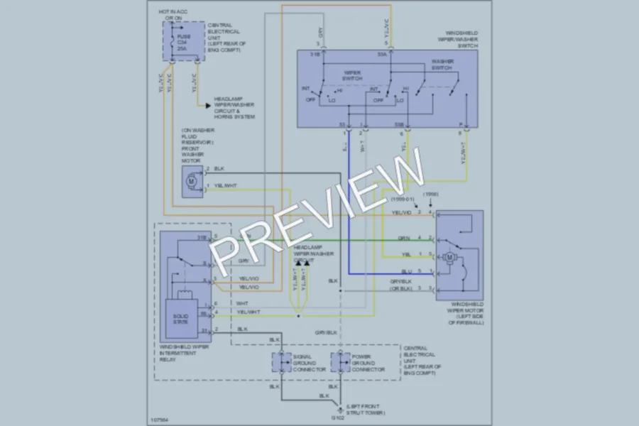 2001 Volvo C70 Wiper Washer wiring diagram preview