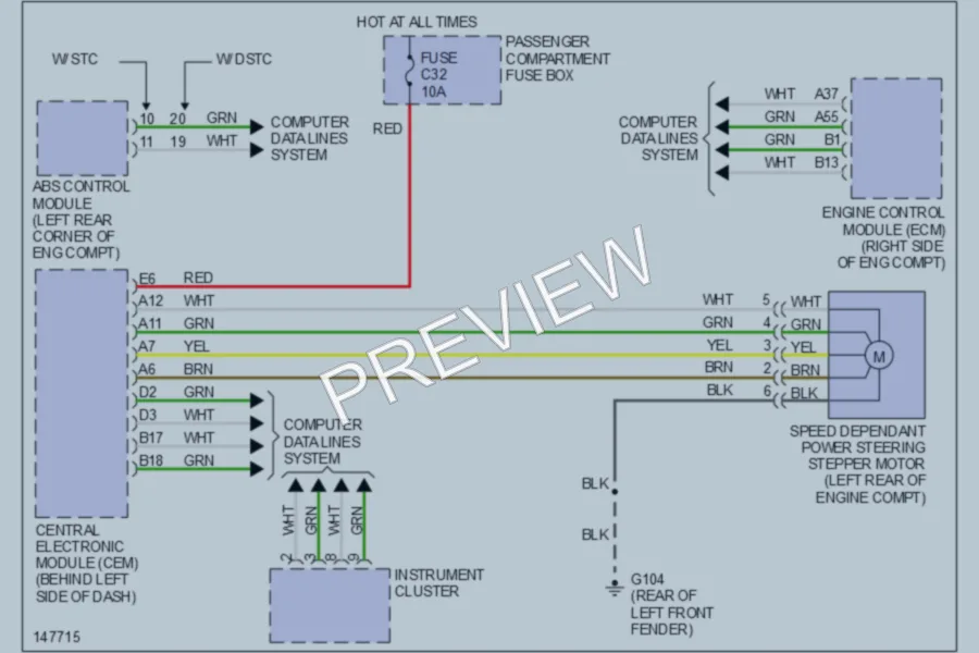 2001 Volvo S60 Electronic Power Steering wiring diagram preview