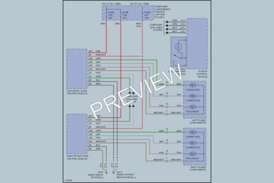 2001 Volvo S60 Power Mirrors wiring diagram preview