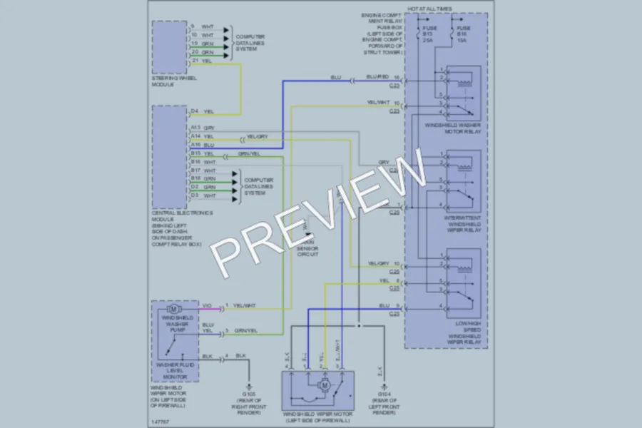 2001 Volvo V70XC Wiper Washer wiring diagram preview