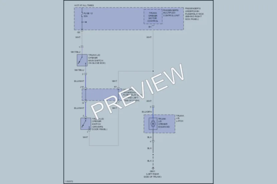 2002 Acura 32CL Trunk Tailgate Fuel Door wiring diagram preview