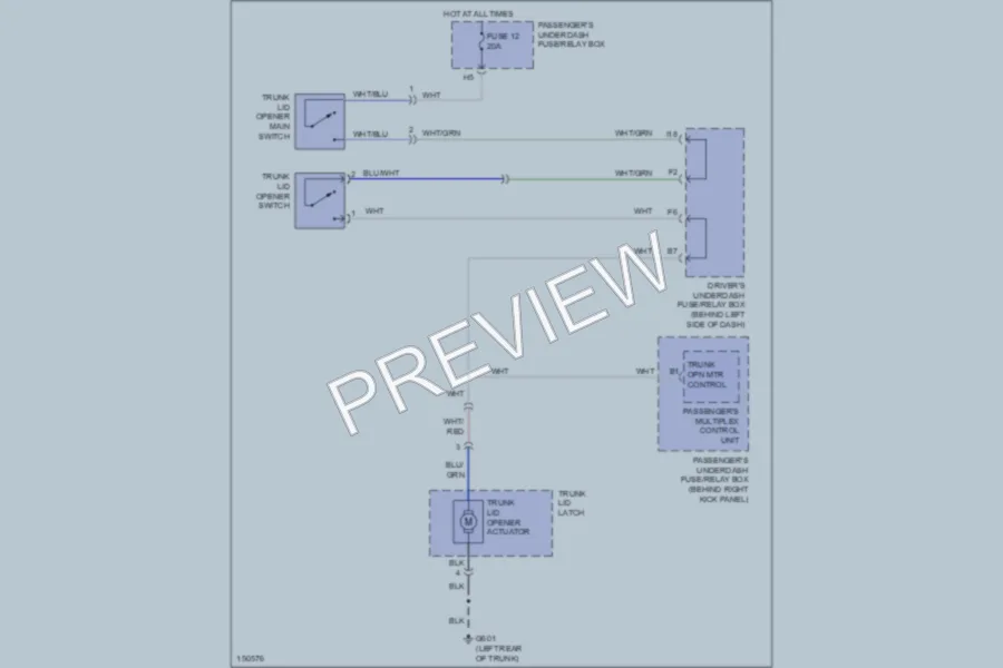 2002 Acura 32TL Trunk Tailgate Fuel Door wiring diagram preview