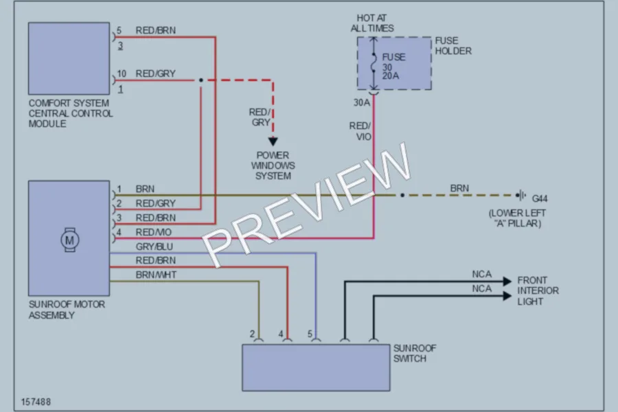 2002 Audi A4 Power Top Sunroof wiring diagram preview