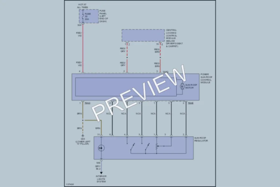 2002 Audi S6 Power Top Sunroof wiring diagram preview