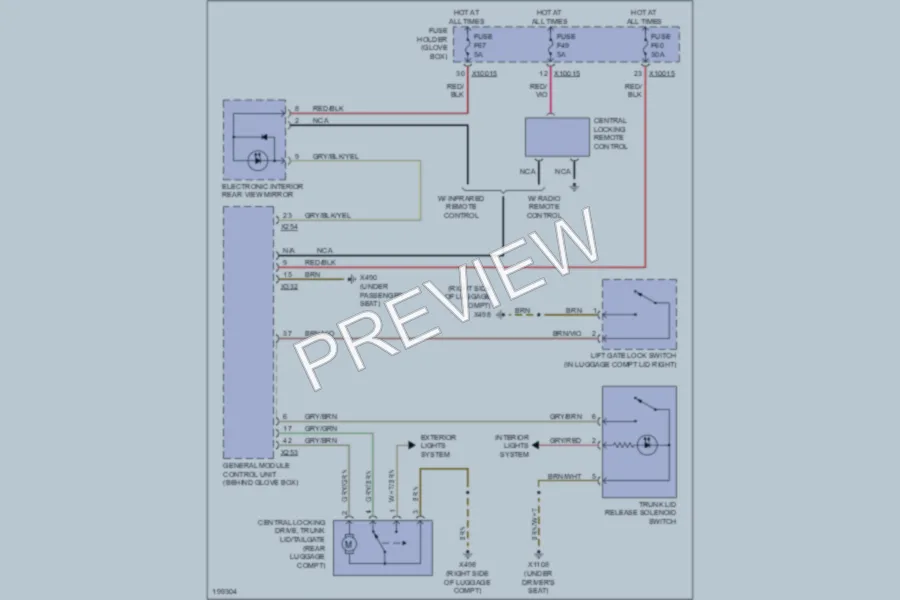 2002 BMW 330i Trunk Tailgate Fuel Door wiring diagram preview
