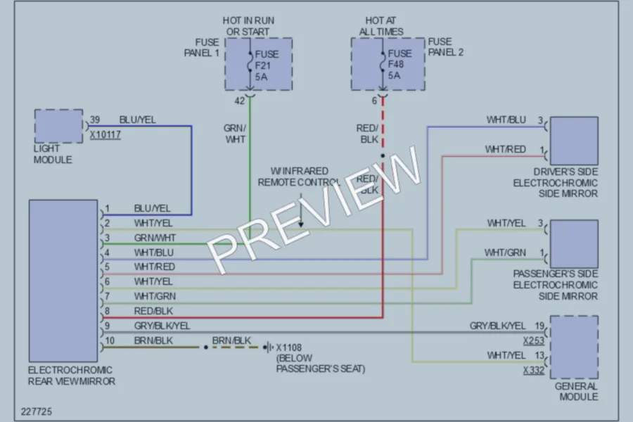 2002 BMW 525i Power Mirrors wiring diagram preview