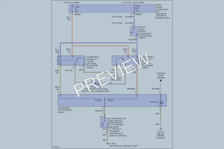 2002 BMW MRoadster Power Top Sunroof wiring diagram preview