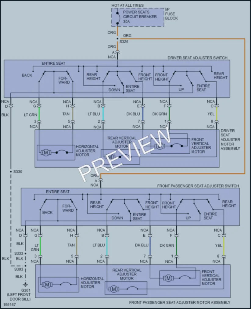 2002 Buick Century Power Seats wiring diagram preview