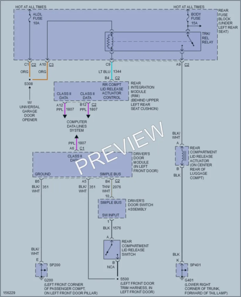 2002 Buick LeSabre Trunk Tailgate Fuel Door wiring diagram preview