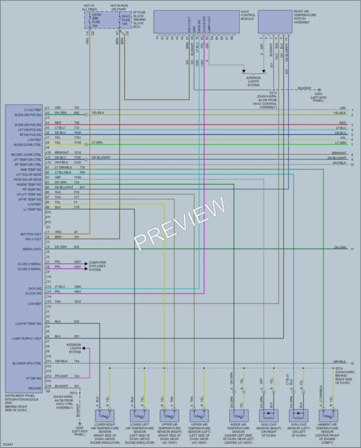 2002 Buick ParkAvenue Air Conditioning wiring diagram preview