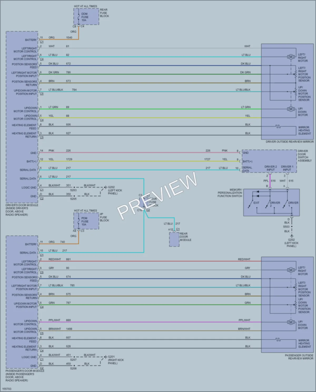 2002 Buick ParkAvenue Memory Systems wiring diagram preview