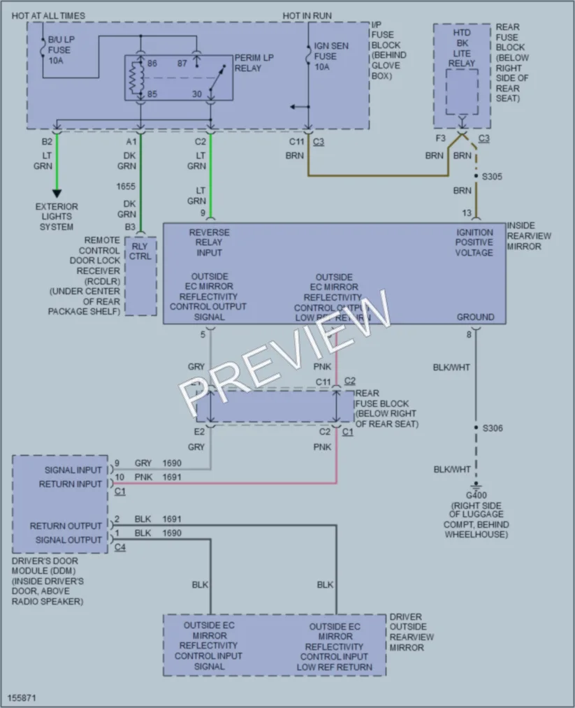 2002 Buick ParkAvenue Power Mirrors wiring diagram preview