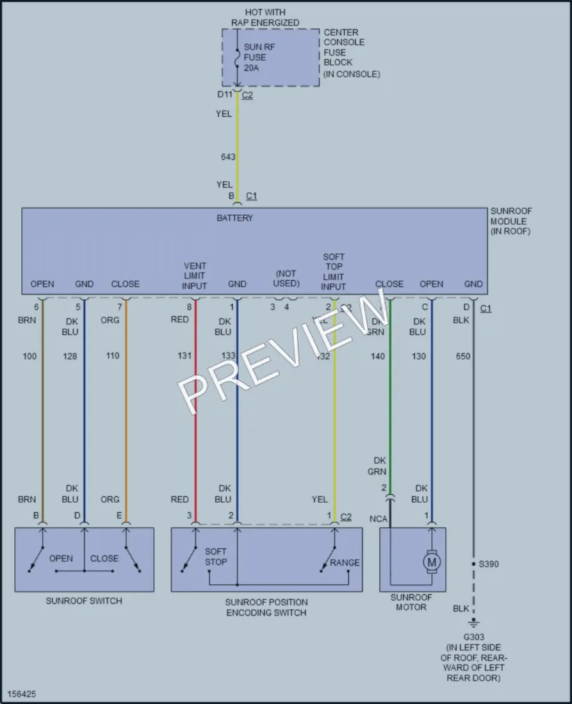 2002 Buick Rendezvous Power Top Sunroof wiring diagram preview
