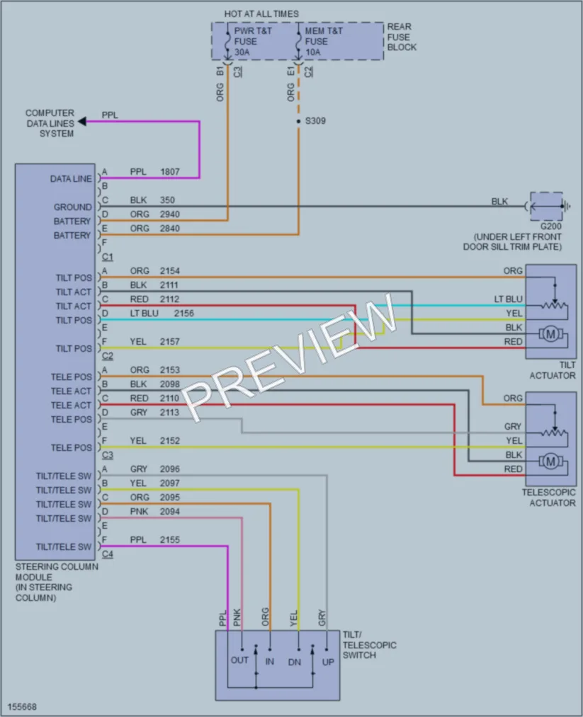 2002 Cadillac DeVille Memory Systems wiring diagram preview