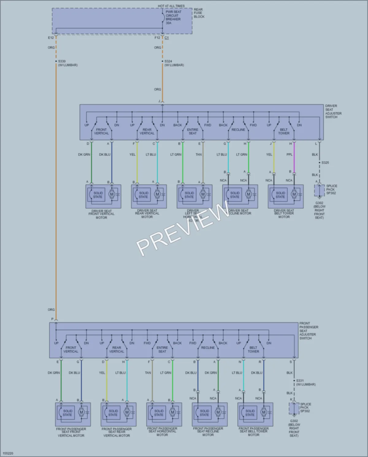 2002 Cadillac DeVille Power Seats wiring diagram preview