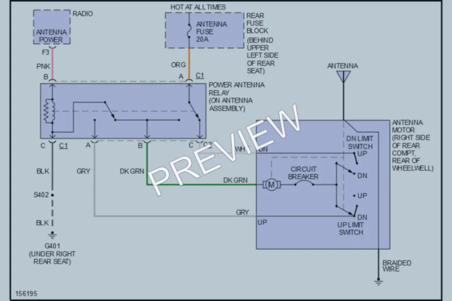 2002 Cadillac Eldorado Power Antenna wiring diagram preview