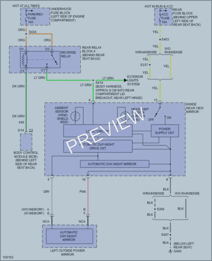 2002 Cadillac Eldorado Power Mirrors wiring diagram preview