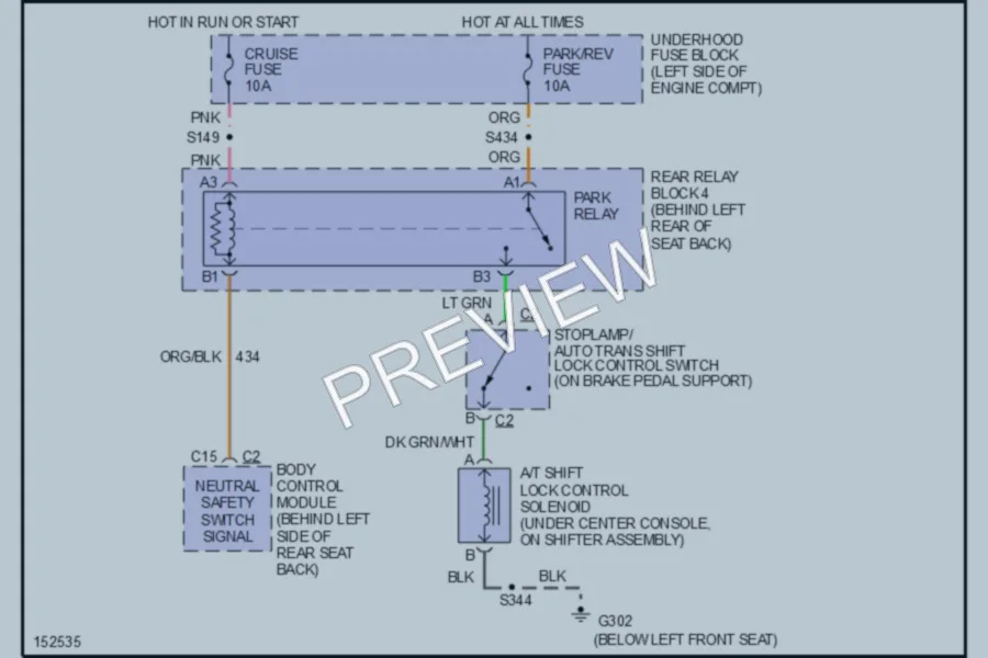 2002 Cadillac Eldorado Shift Interlocks wiring diagram preview