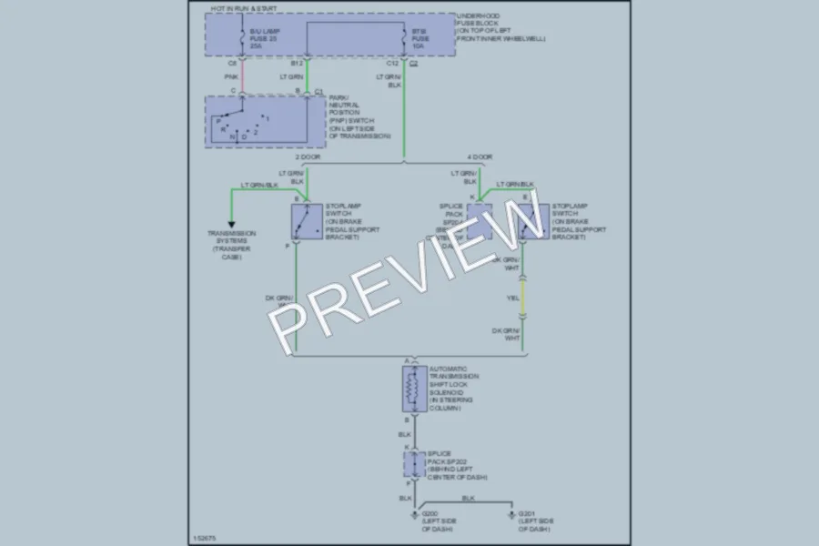 2002 Chevrolet Blazer Shift Interlocks wiring diagram preview