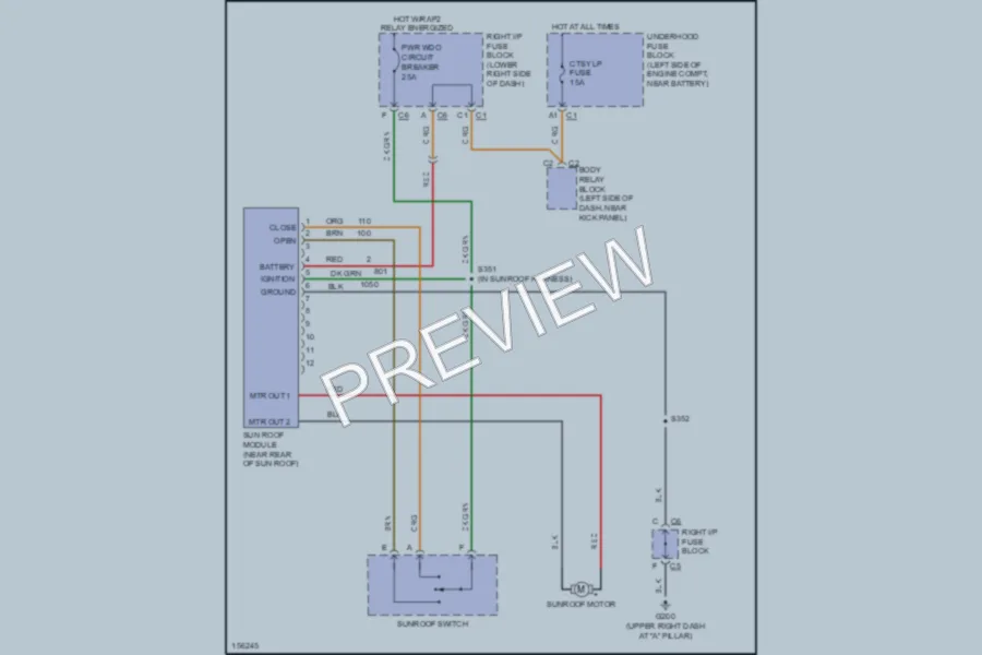 2002 Chevrolet C2500Avalanche Power Top Sunroof wiring diagram preview