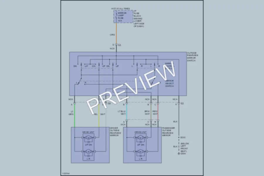 2002 Chevrolet Cavalier Power Mirrors wiring diagram preview