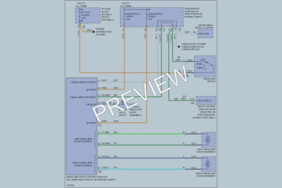 2002 Chevrolet Corvette Headlights wiring diagram preview