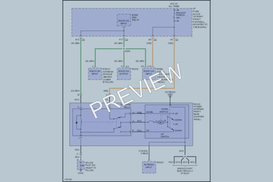 2002 Chevrolet Corvette Power Antenna wiring diagram preview