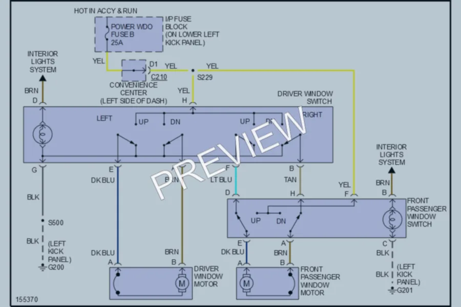 2002 Chevrolet G3500 Power Windows wiring diagram preview