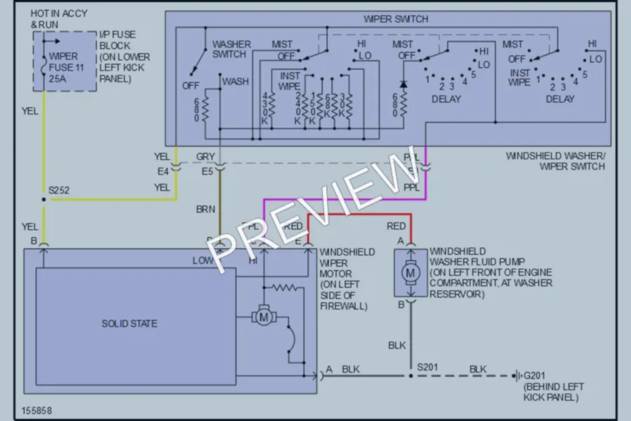 2002 Chevrolet G3500 Wiper Washer wiring diagram preview