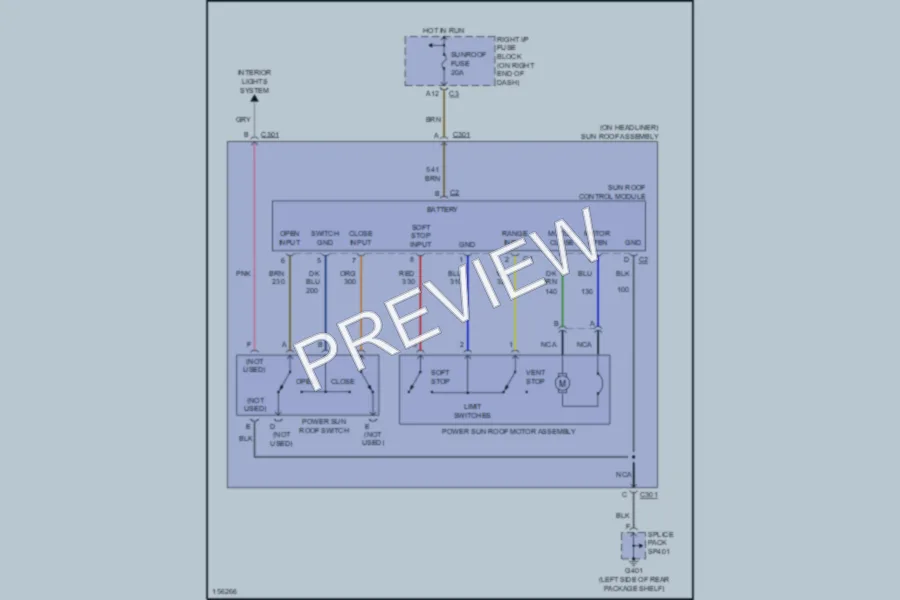 2002 Chevrolet Malibu Power Top Sunroof wiring diagram preview