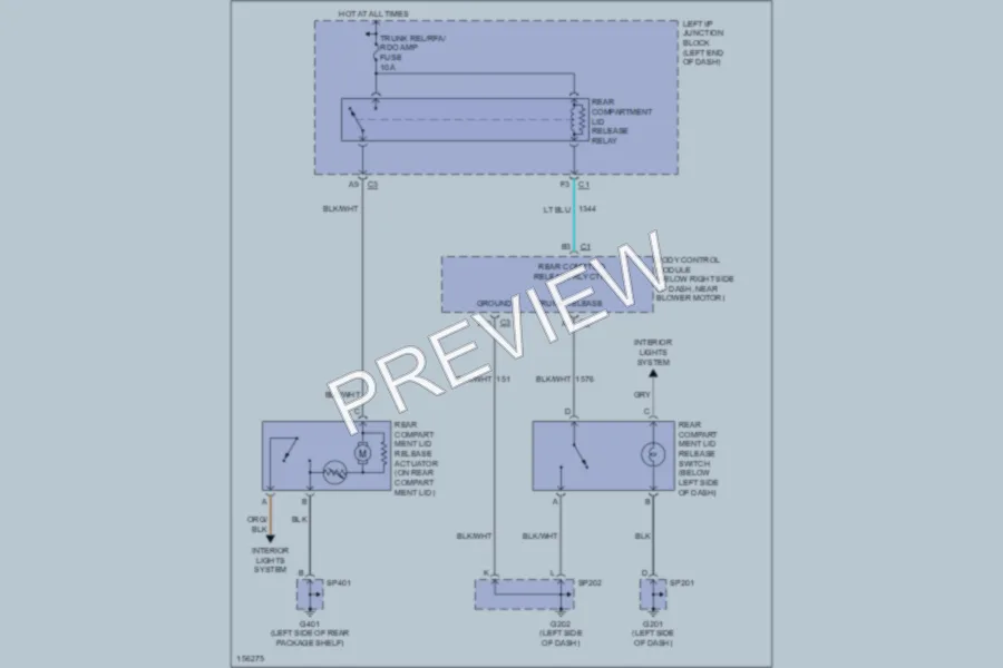 2002 Chevrolet Malibu Trunk Tailgate Fuel Door wiring diagram preview