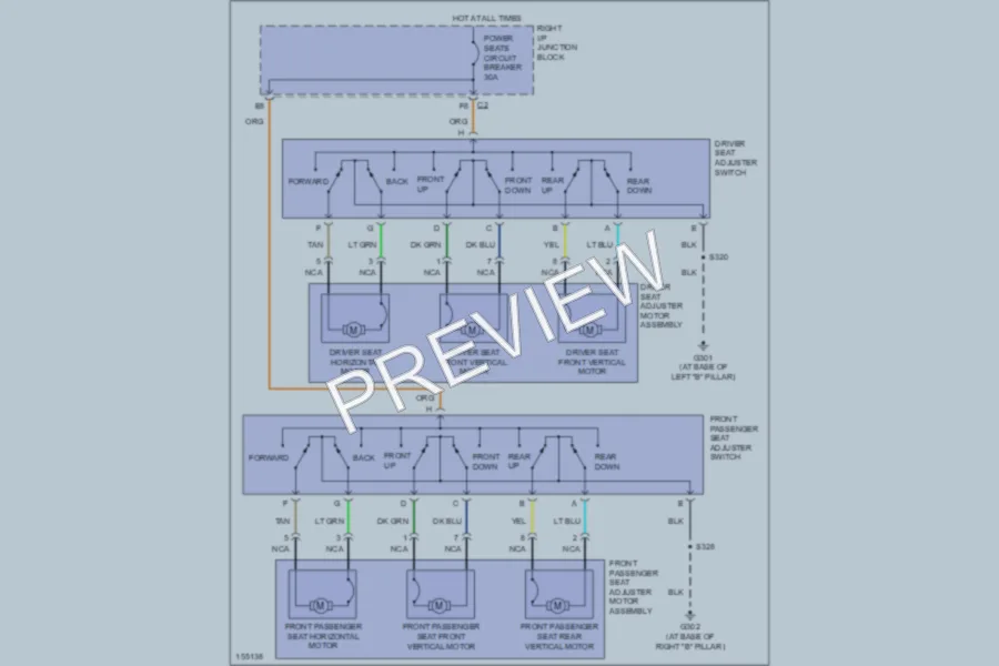 2002 Chevrolet MonteCarlo Power Seats wiring diagram preview