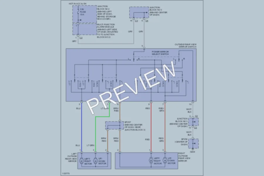 2002 Chevrolet Prizm Power Mirrors wiring diagram preview