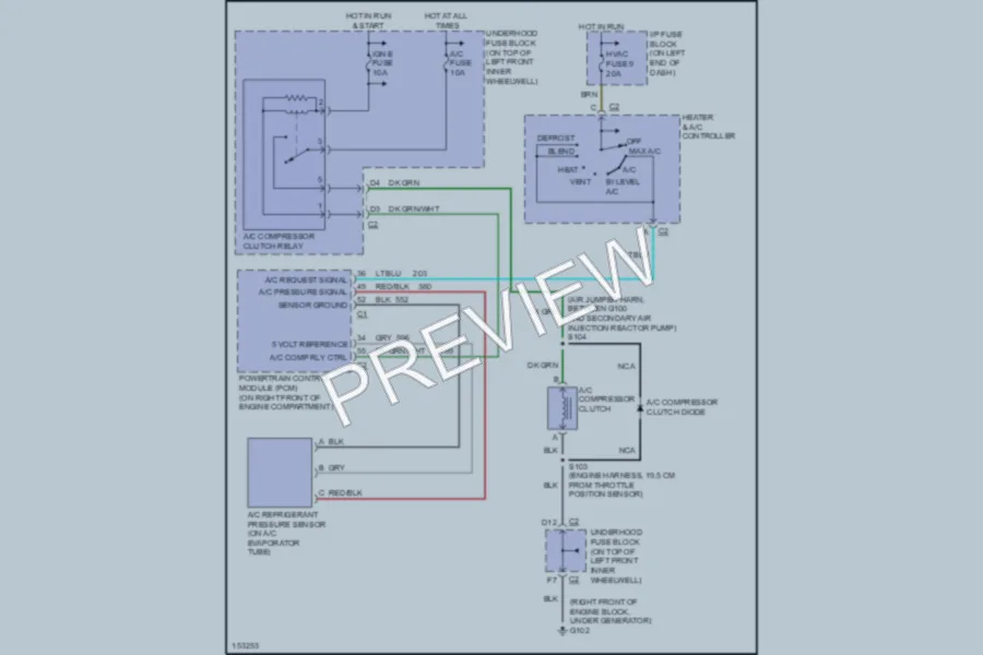 2002 Chevrolet S10 Air Conditioning wiring diagram preview