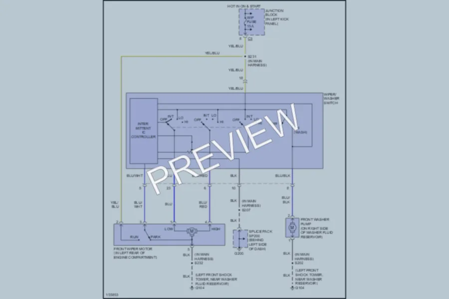 2002 Chevrolet Tracker Wiper Washer wiring diagram preview