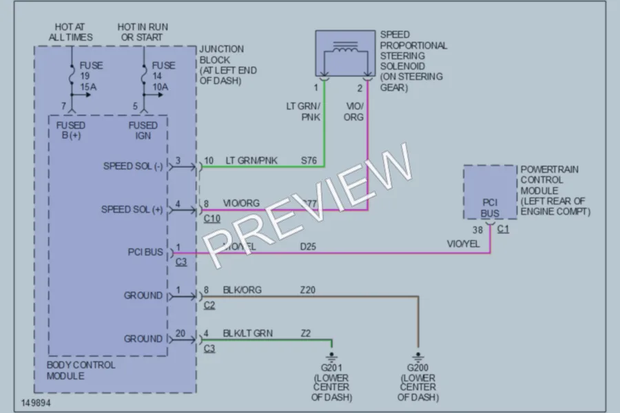 2002 Chrysler 300M Electronic Power Steering wiring diagram preview