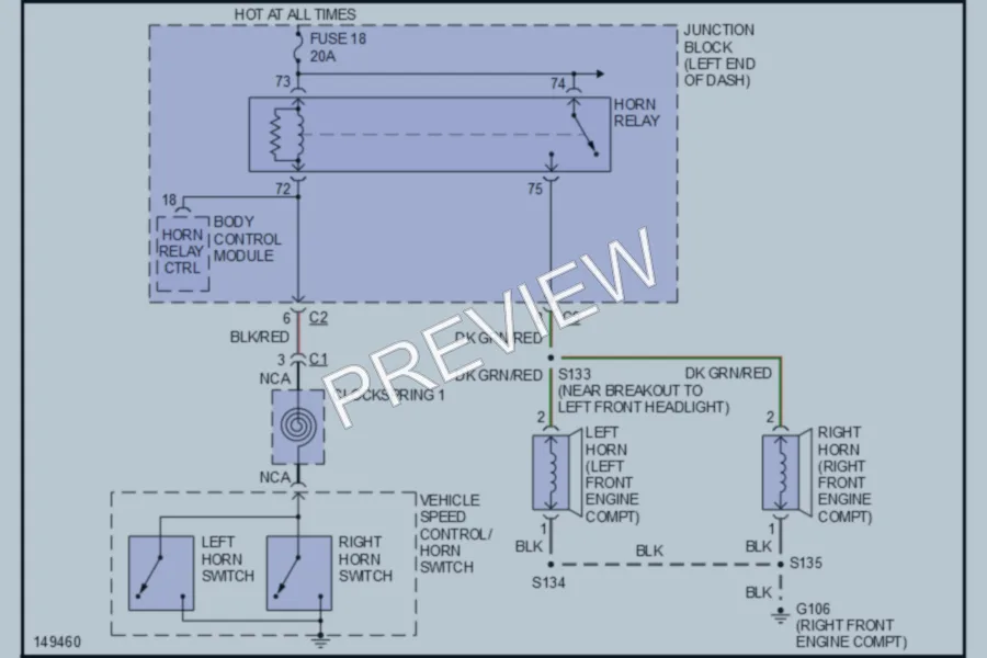 2002 Chrysler Concorde Horn wiring diagram preview