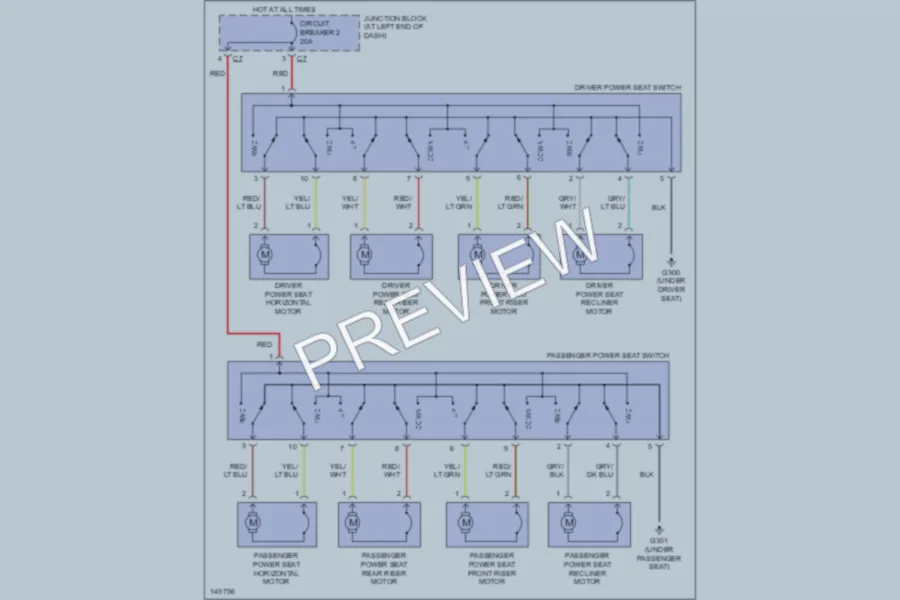 2002 Chrysler Concorde Power Seats wiring diagram preview