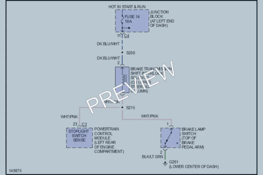 2002 Chrysler Concorde Shift Interlocks wiring diagram preview