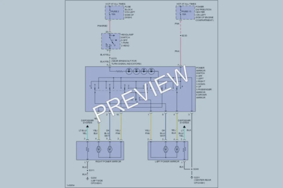 2002 Chrysler PTCruiser Power Mirrors wiring diagram preview