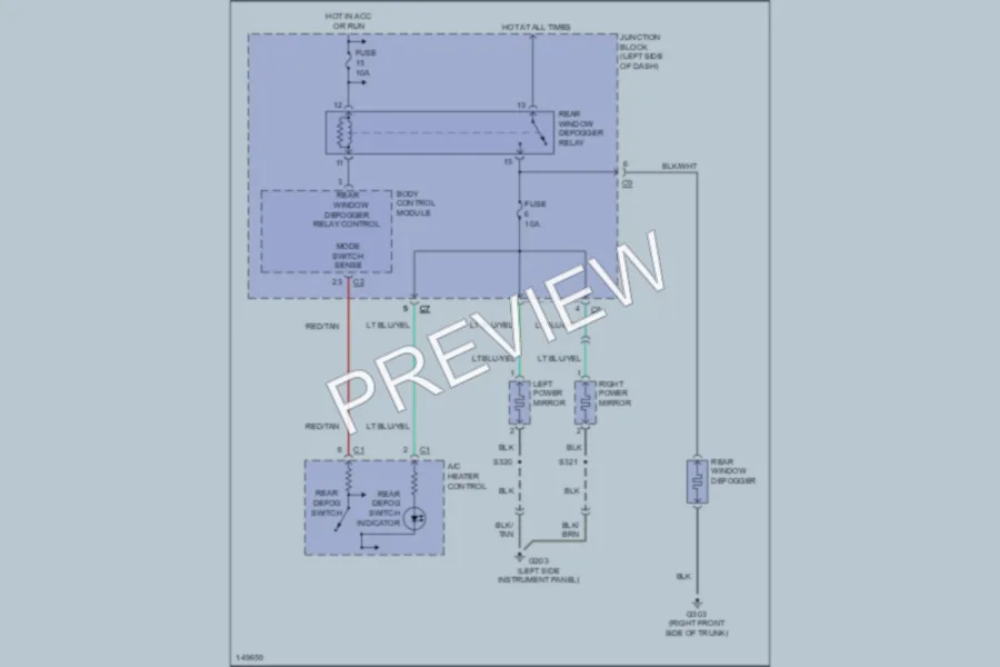 2002 Chrysler 4D Sedan Defoggers wiring diagram preview