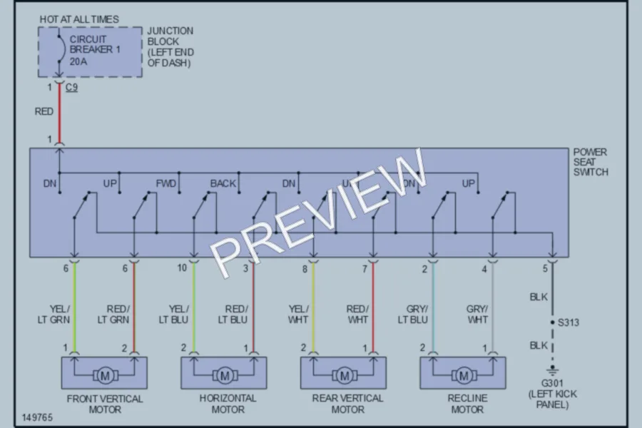 2002 Chrysler 4D Sedan Power Seats wiring diagram preview